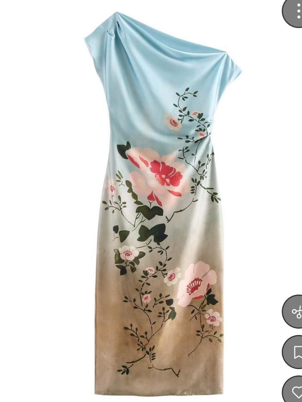 Zara Satin Floral Midi Dress - Picture 5 of 5